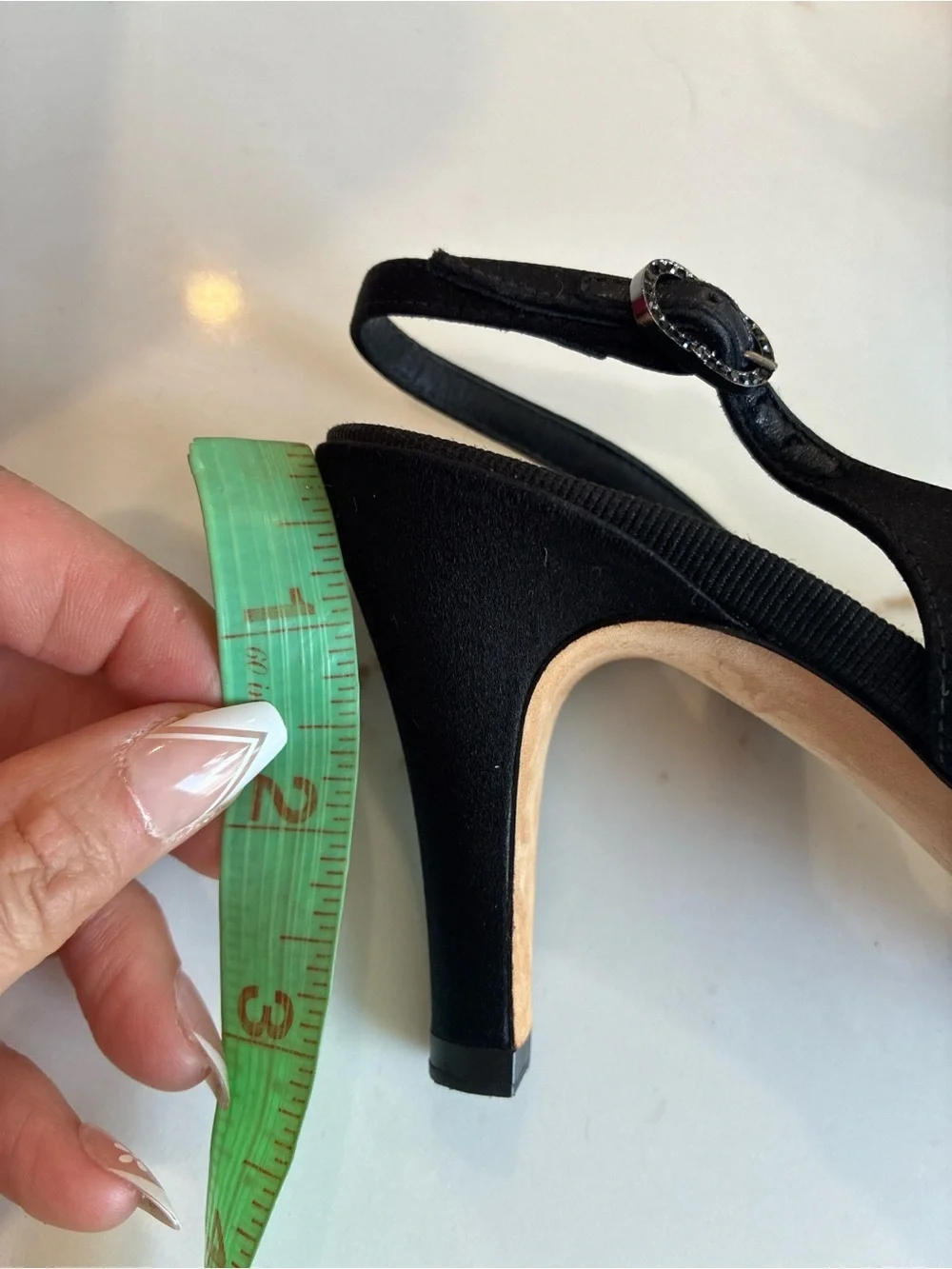 CHANEL Black Satin Slingback Pumps with Bow Accent